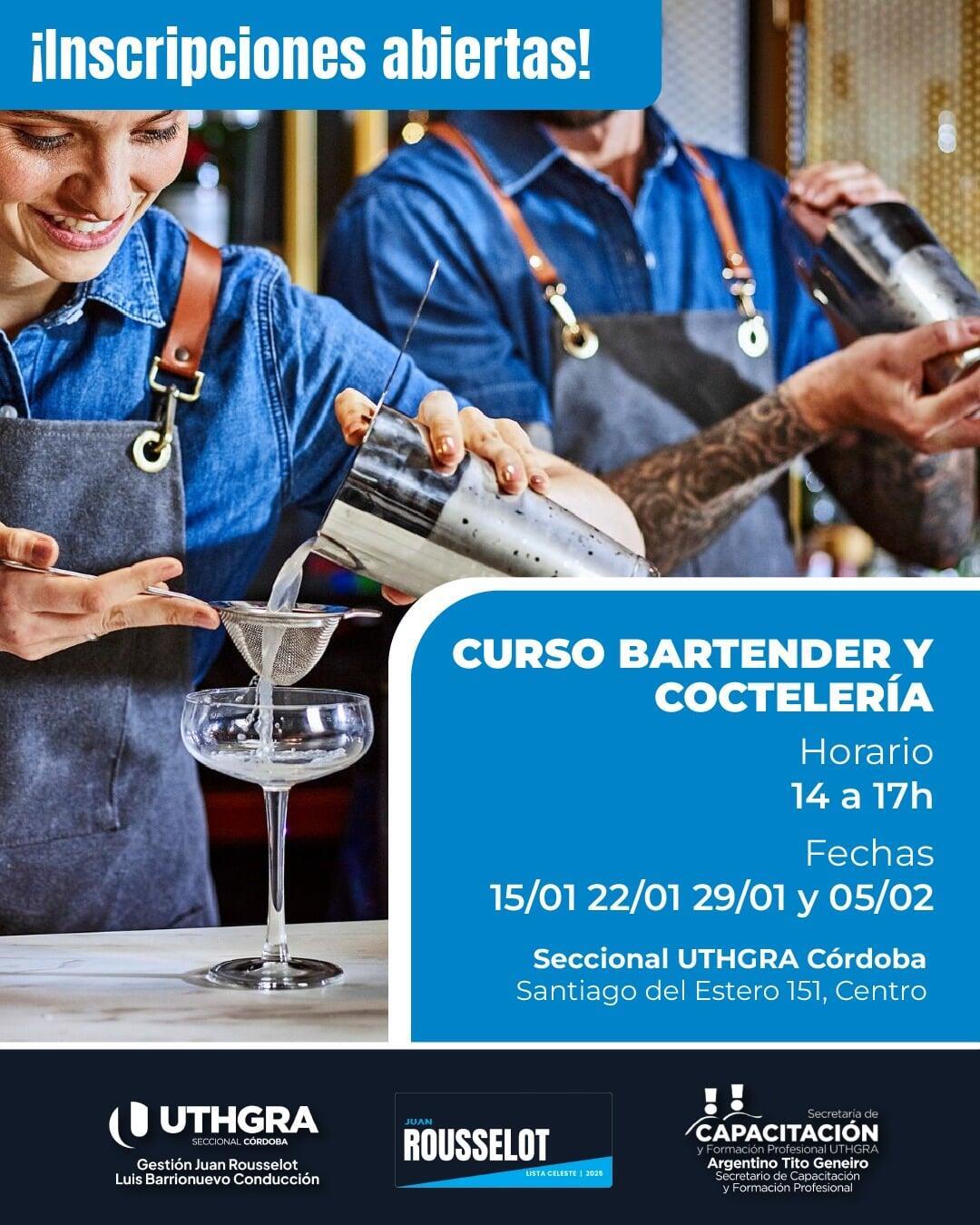 Nuevo Curso de Bartender y Coctelería en UTHGRA Córdoba